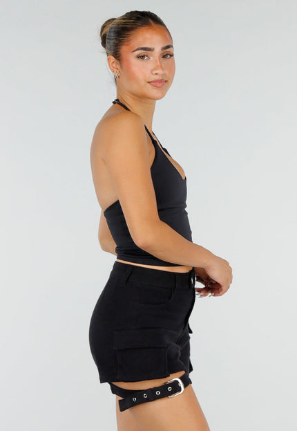 NEW120826 Zwarte Halter Sport Top met Pads