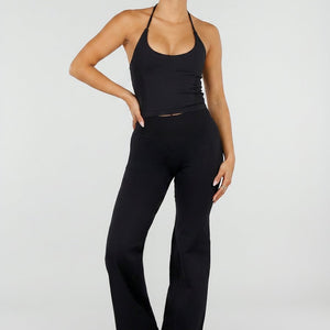 NEW120826 Zwarte Sportset met Flared Legging