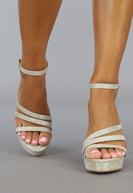 NEW1210 Elegante Gouden Glitter Sandaletten