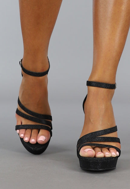 NEW1210 Elegante Zwarte Glitter Sandaletten