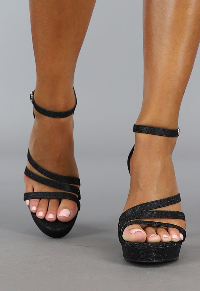 NEW1210 Elegante Zwarte Glitter Sandaletten