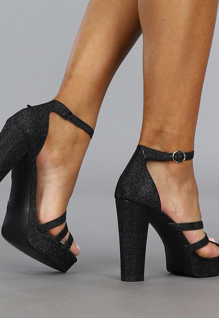 NEW1210 Elegante Zwarte Glitter Sandaletten