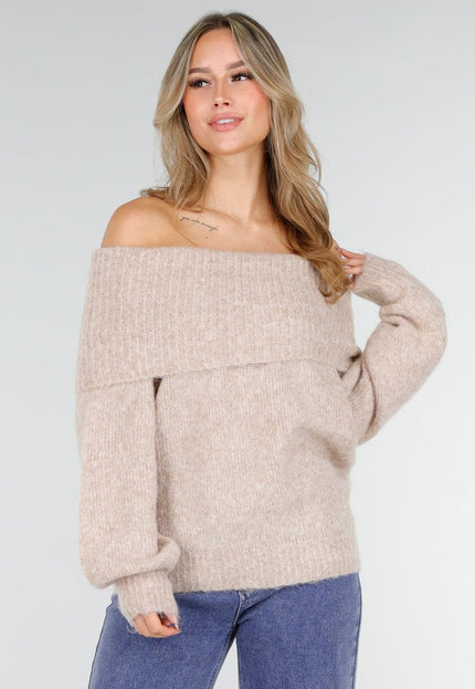 OP=OP.50.NL Beige Off Shoulder Trui