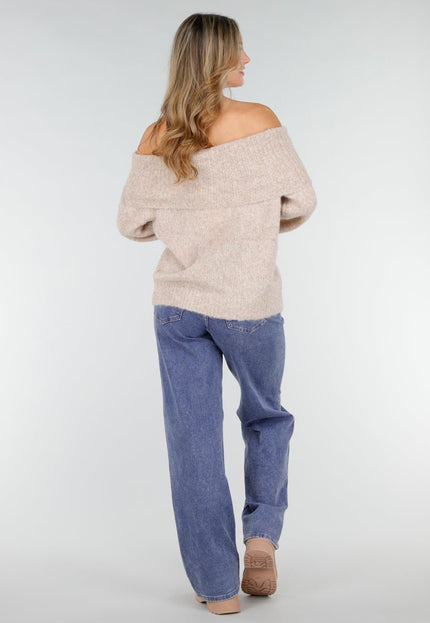 OP=OP.50.NL Beige Off Shoulder Trui