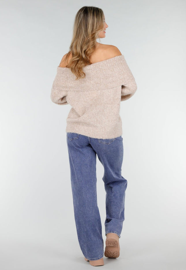 OP=OP.50.NL Beige Off Shoulder Trui