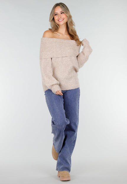 OP=OP.50.NL Beige Off Shoulder Trui