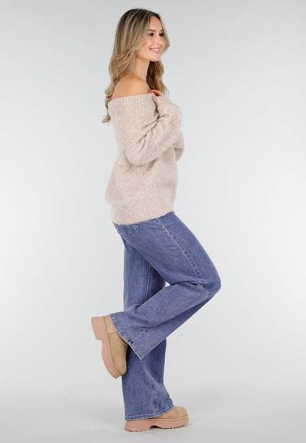 OP=OP.50.NL Beige Off Shoulder Trui
