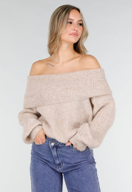 OP=OP.50.NL Beige Off Shoulder Trui