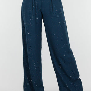 NEW121125 Petrol Pantalon met Glitters