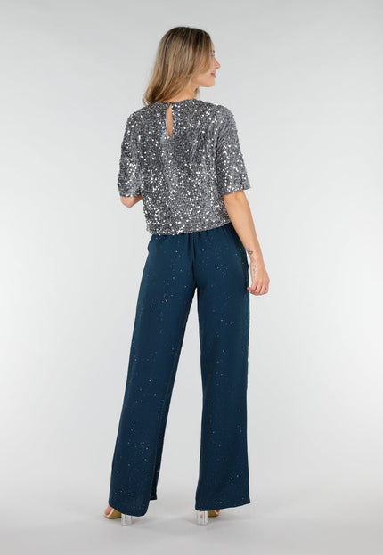 NEW121125 Petrol Pantalon met Glitters