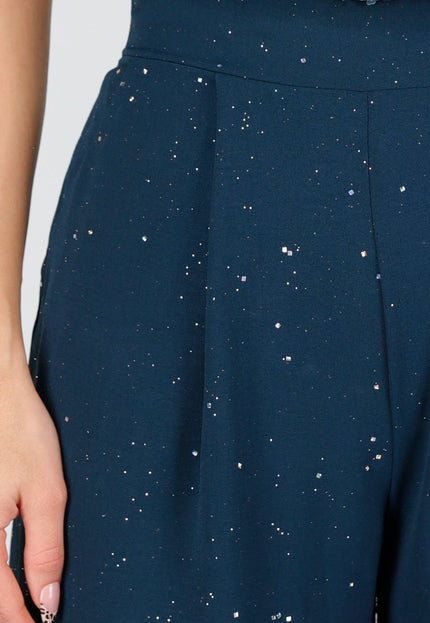 NEW121125 Petrol Pantalon met Glitters