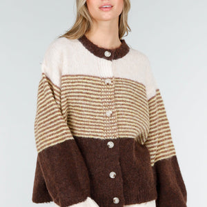 NEW121125 Bruin Gestreept Wollen Vest