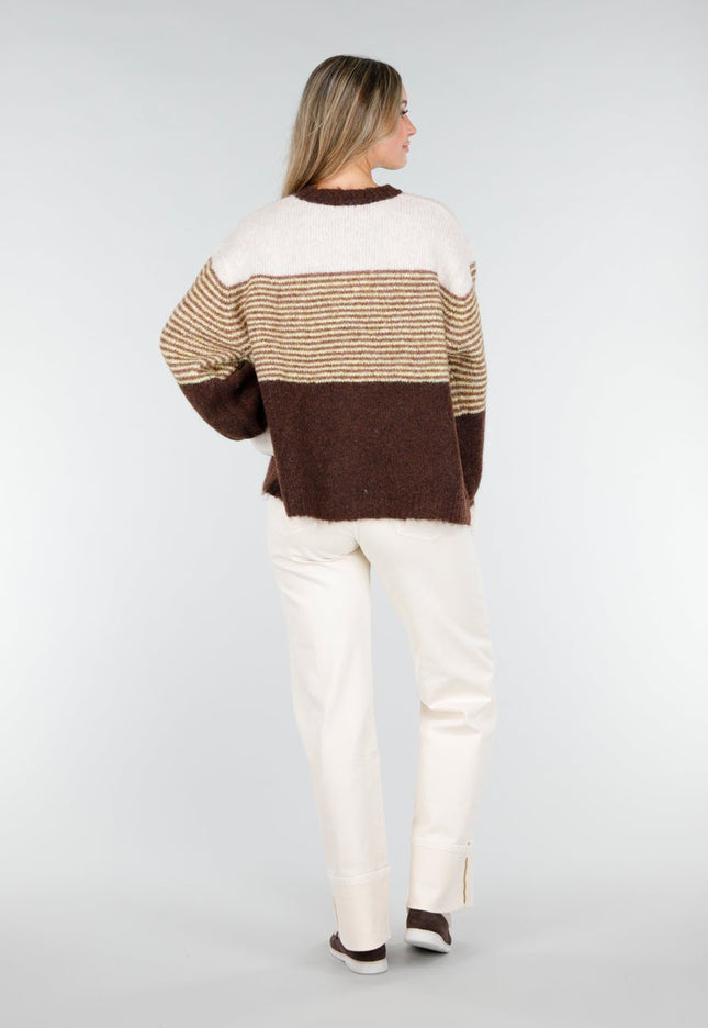 NEW121125 Bruin Gestreept Wollen Vest