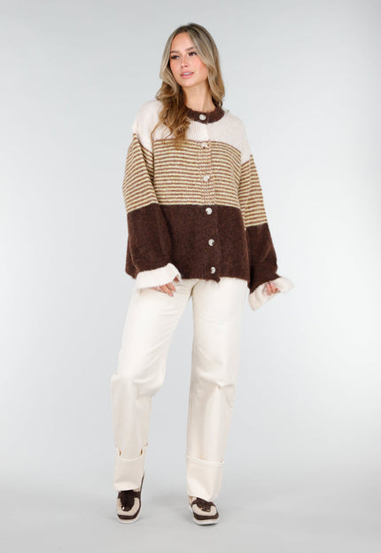 NEW121125 Bruin Gestreept Wollen Vest