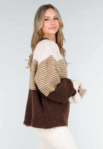 NEW121125 Bruin Gestreept Wollen Vest