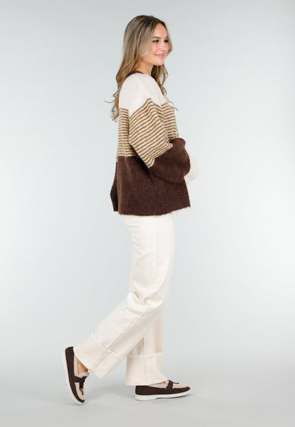 NEW121125 Bruin Gestreept Wollen Vest