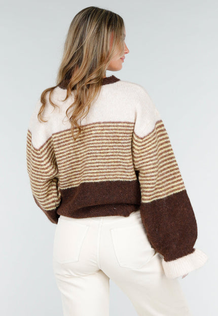 NEW121125 Bruin Gestreept Wollen Vest