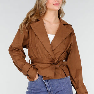 NEW121125 Bruine Suèdelook Jas