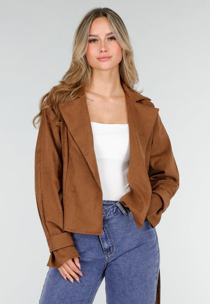 NEW121125 Bruine Suèdelook Jas