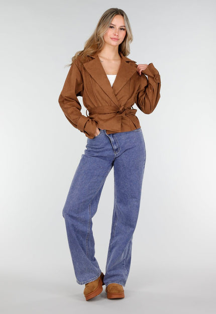 NEW121125 Bruine Suèdelook Jas