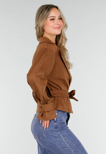 NEW121125 Bruine Suèdelook Jas