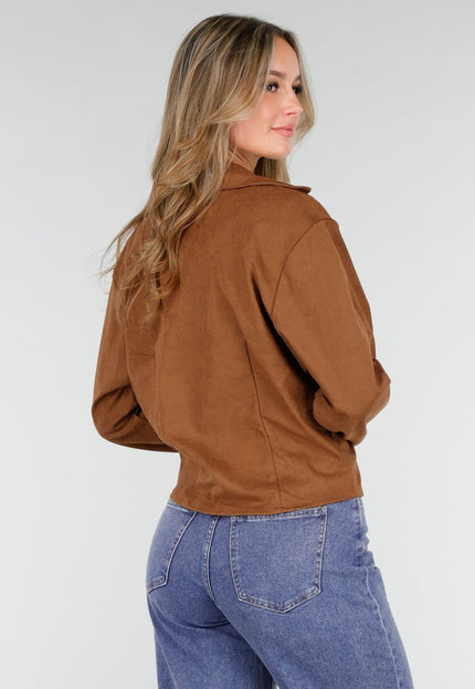 NEW121125 Bruine Suèdelook Jas