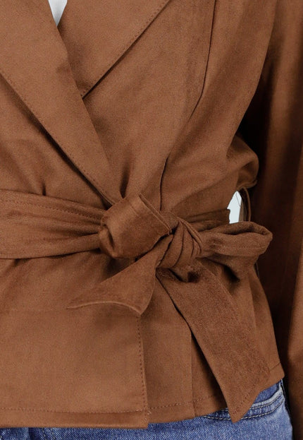 NEW121125 Bruine Suèdelook Jas