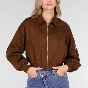 NEW121125 Bruine Suèdelook Jas