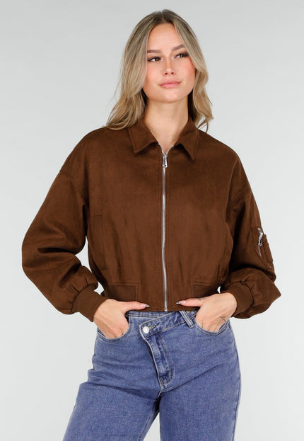 NEW121125 Bruine Suèdelook Jas