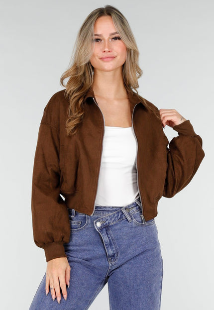 NEW121125 Bruine Suèdelook Jas