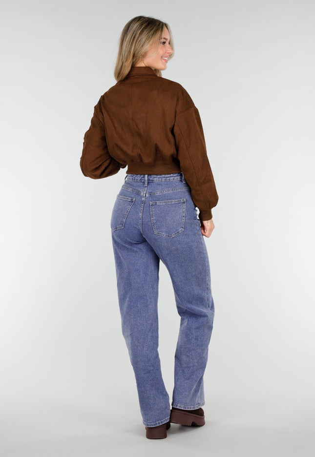 NEW121125 Bruine Suèdelook Jas