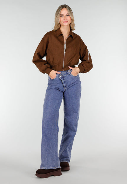 NEW121125 Bruine Suèdelook Jas