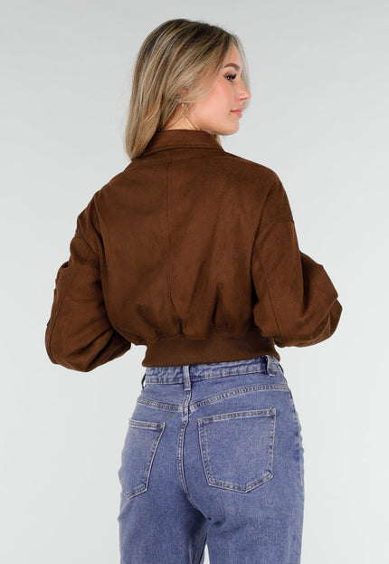 NEW121125 Bruine Suèdelook Jas