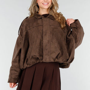 NEW121125 Bruine Suèdelook Jas