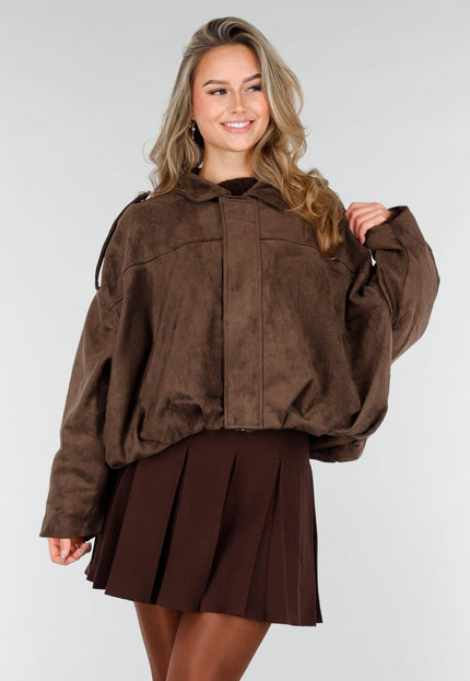 NEW121125 Bruine Suèdelook Jas