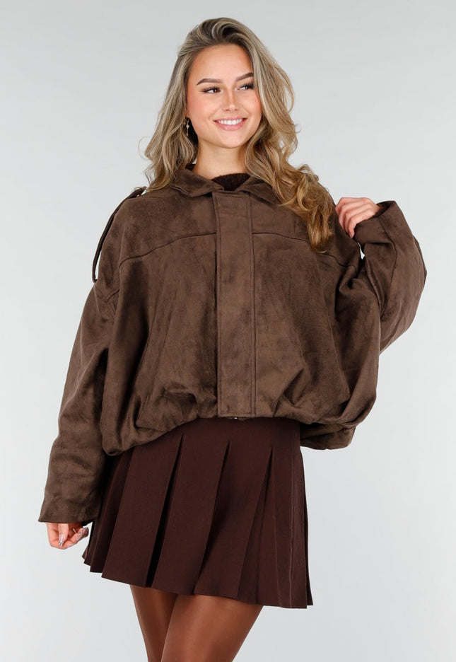 NEW121125 Bruine Suèdelook Jas