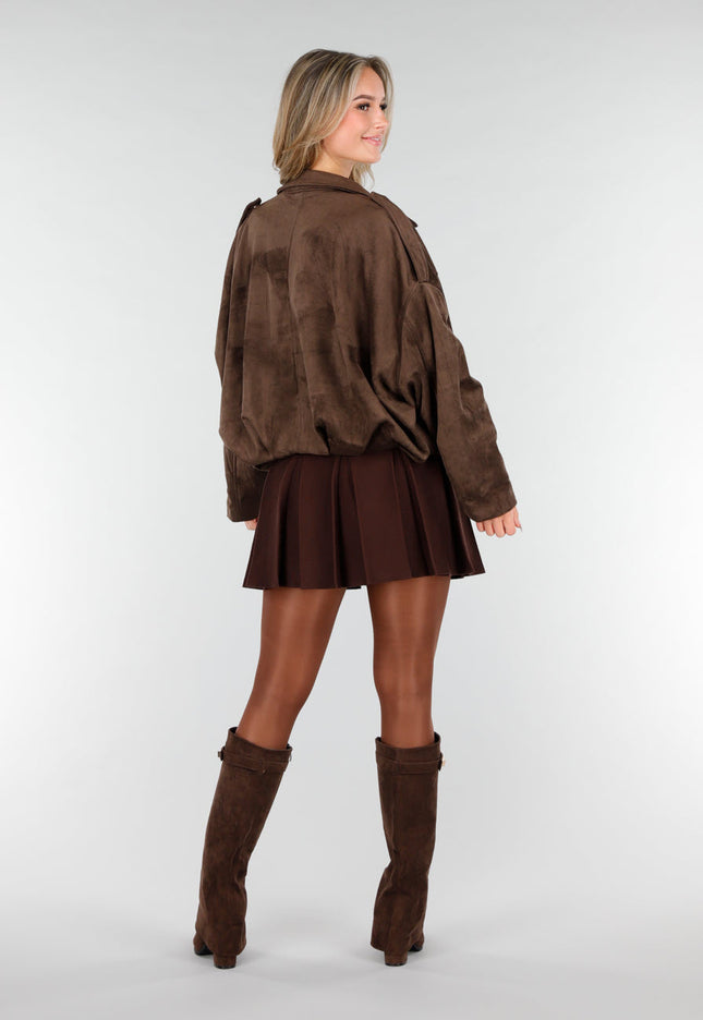 NEW121125 Bruine Suèdelook Jas