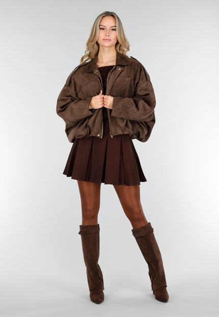 NEW121125 Bruine Suèdelook Jas