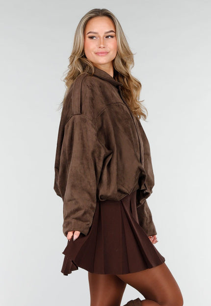 NEW121125 Bruine Suèdelook Jas