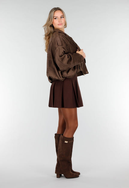 NEW121125 Bruine Suèdelook Jas