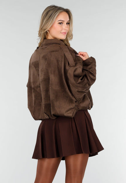 NEW121125 Bruine Suèdelook Jas