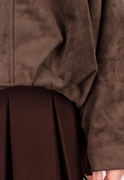 NEW121125 Bruine Suèdelook Jas