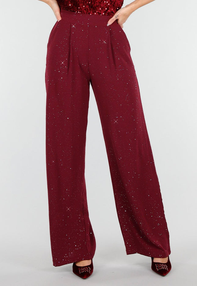 Burgundy Pantalon met Glitters