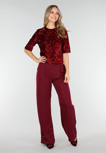 Burgundy Pantalon met Glitters