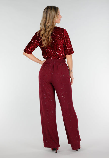 Burgundy Pantalon met Glitters