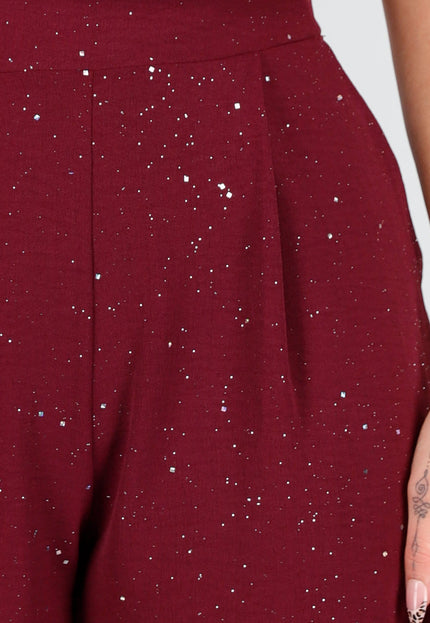 Burgundy Pantalon met Glitters