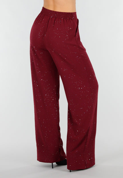 Burgundy Pantalon met Glitters