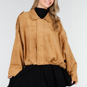 NEW121125 Camel Suède Look Jas