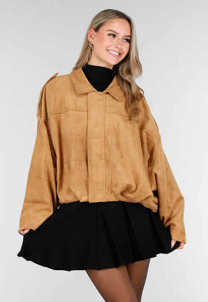 NEW121125 Camel Suède Look Jas