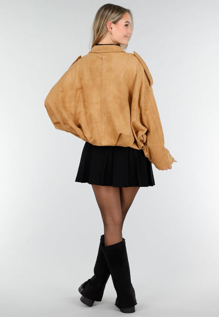 NEW121125 Camel Suède Look Jas